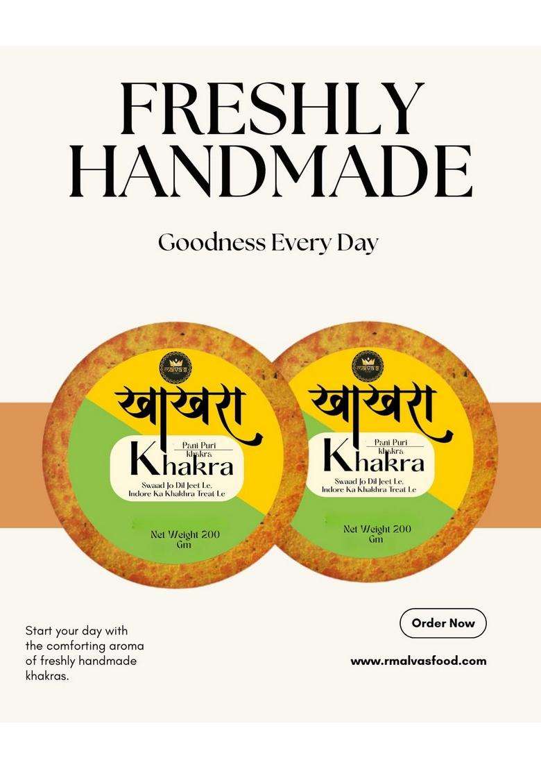 Malvas Food Khakhra Ready To Eat Delicious Crispy & Crunchy, Healthy Anytime Snack | Gluten Free Instant Snacks All Time Favourite Indian (200 G (Pack Of 2), Pani Puri Khakra) - Indya