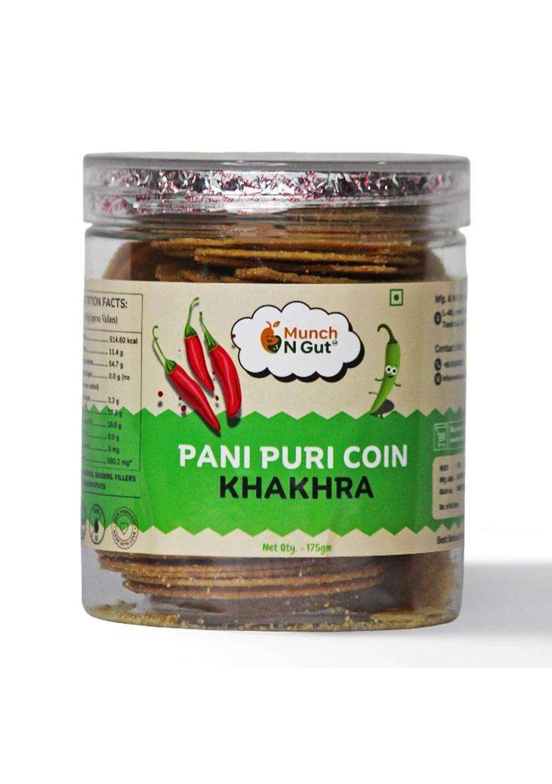 Munch N Gut Pani Puri High Protein Thins | No Palm Oil Crispy & Nutritious Thin (175G) - Indya