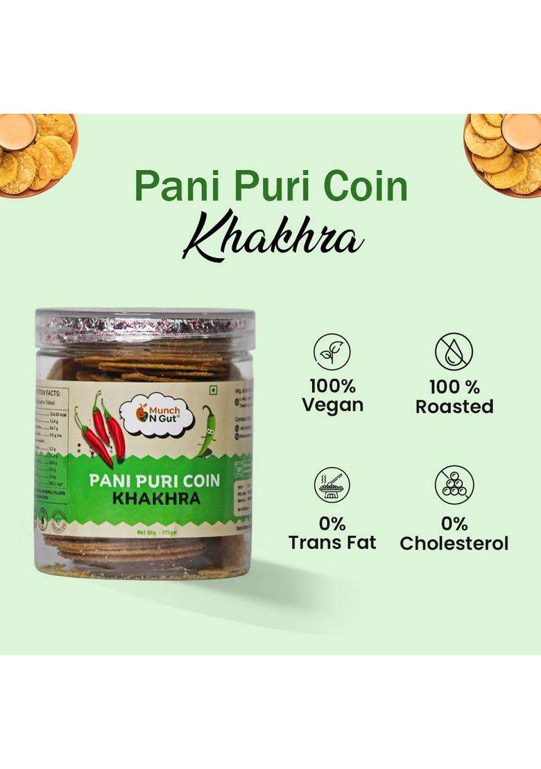 Munch N Gut Pani Puri High Protein Thins | No Palm Oil Crispy & Nutritious Thin (175G) - Indya
