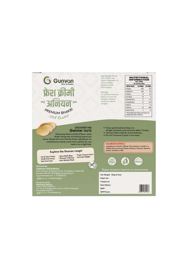 Gunvan Fresh Creamy Onion Bhakri 180 Gm With Desi Masala Mix Khakhra 200 Crispy & Spiced Roasted Snack | Authentic Indian Flavors Perfect Tea-Time Treat - Indya