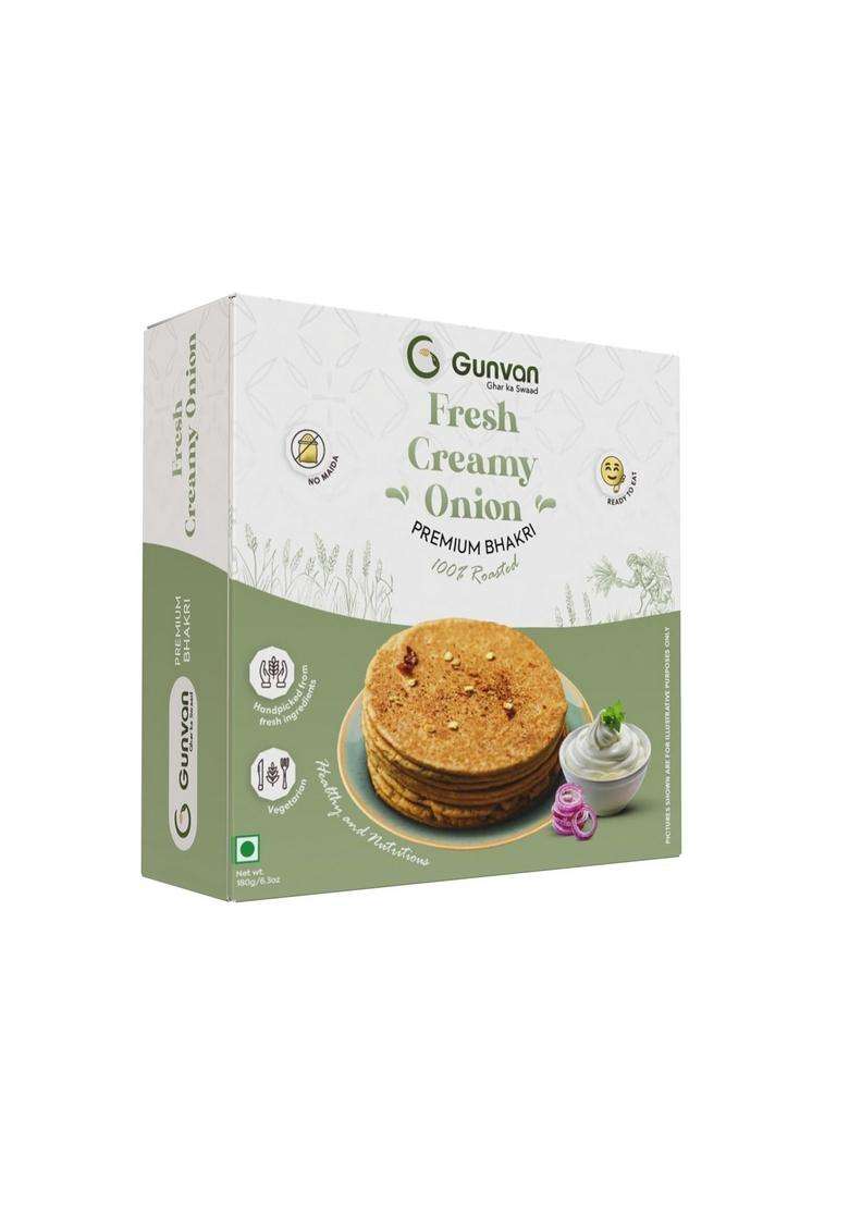Gunvan Fresh Creamy Onion Bhakri 180 Gm With Desi Masala Mix Khakhra 200 Crispy & Spiced Roasted Snack | Authentic Indian Flavors Perfect Tea-Time Treat - Indya