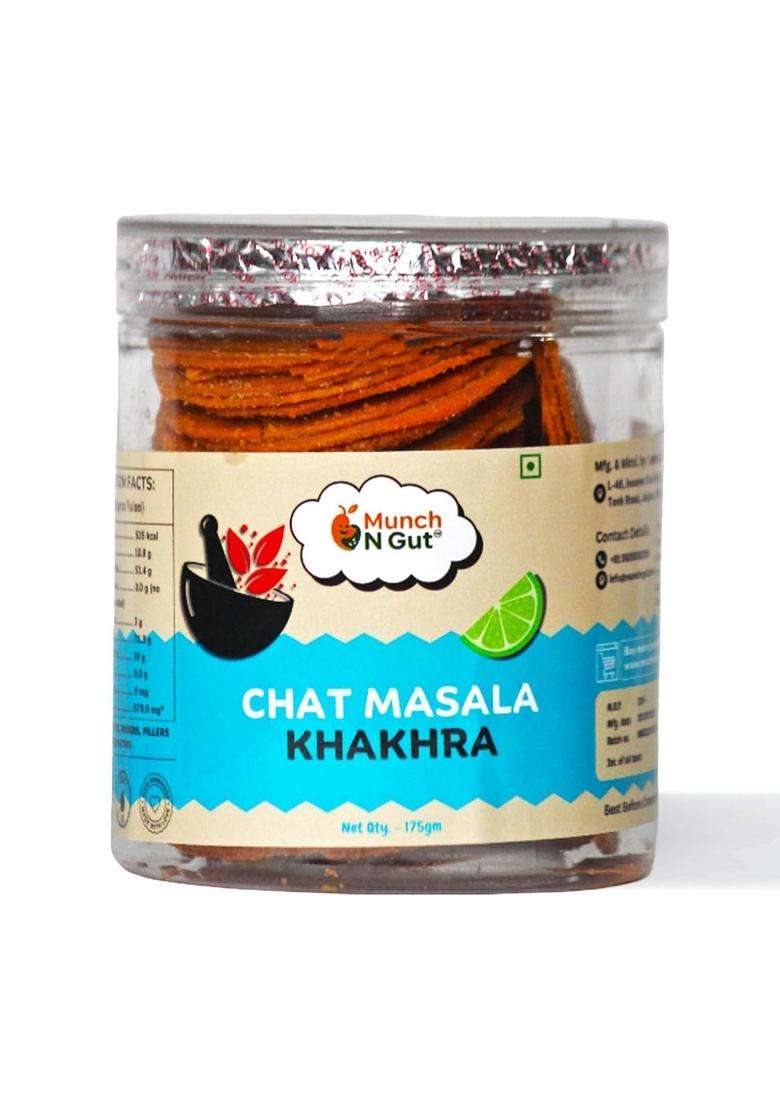 Munch N Gut Chat Masala Khakhra | Crispy Ready To Eat High Protein Fiber| No Palm Oil (175G) - Indya