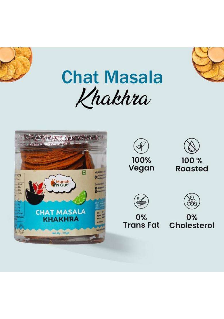 Munch N Gut Chat Masala Khakhra | Crispy Ready To Eat High Protein Fiber| No Palm Oil (175G) - Indya