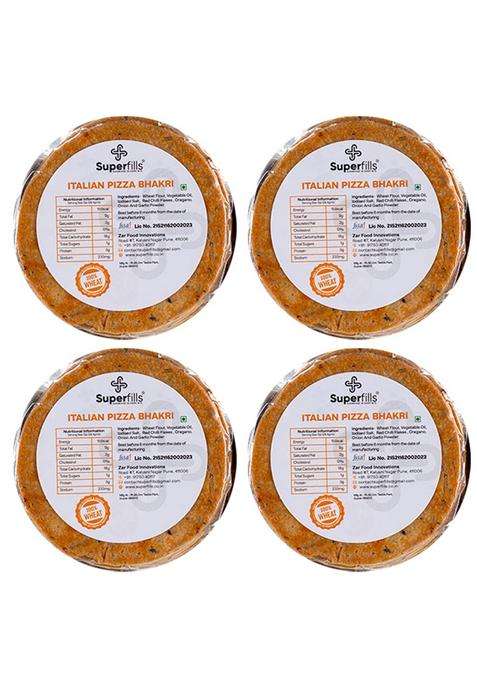 Superfills Roasted Bhakri Pizza Flavor Diet Weight Loss Snack Ready To Eat Wheat Crisps 100 Percent Whole High In Fiber Traditional Gujarati Chai Time 800Gms (Pack Of 4 Bhakri)