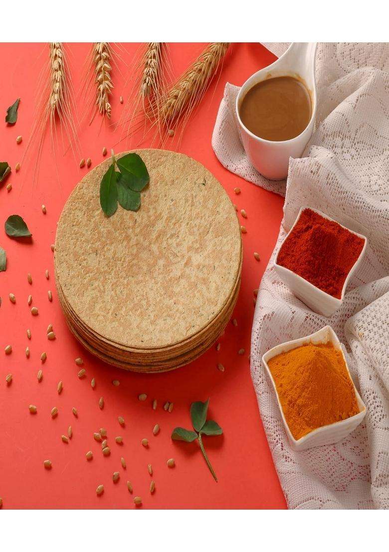Shrimad Masala Khakhra Crispy Roasted Diet-Friendly Ready To Eat Gujarati Snack Round Whole Wheat Made With 100% Natural Ingredients - Indya