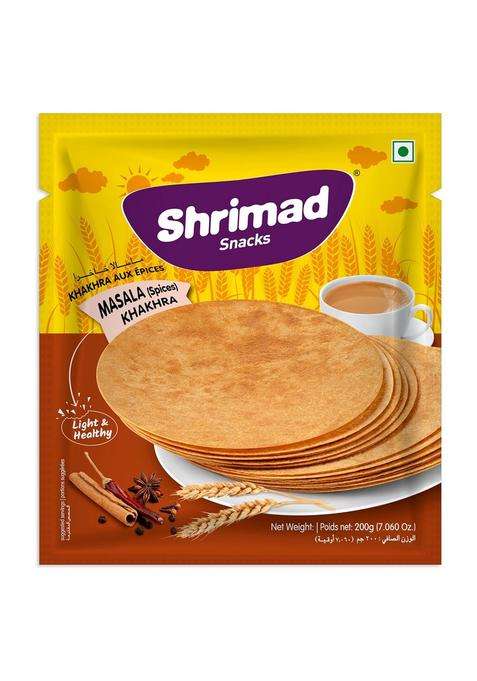 Shrimad Masala Khakhra Crispy Roasted Diet-Friendly Ready To Eat Gujarati Snack Round Whole Wheat Made With 100% Natural Ingredients