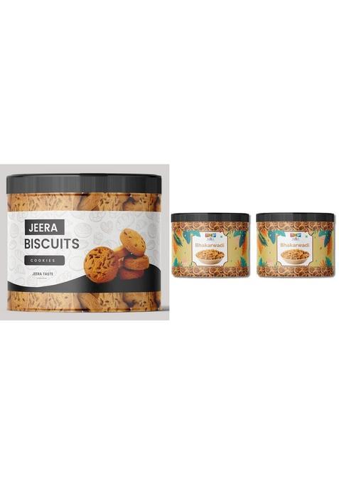 The Herb Planet Bhakarwadi 250G + Jeera Biscuit Sweet & Spicy Munchies