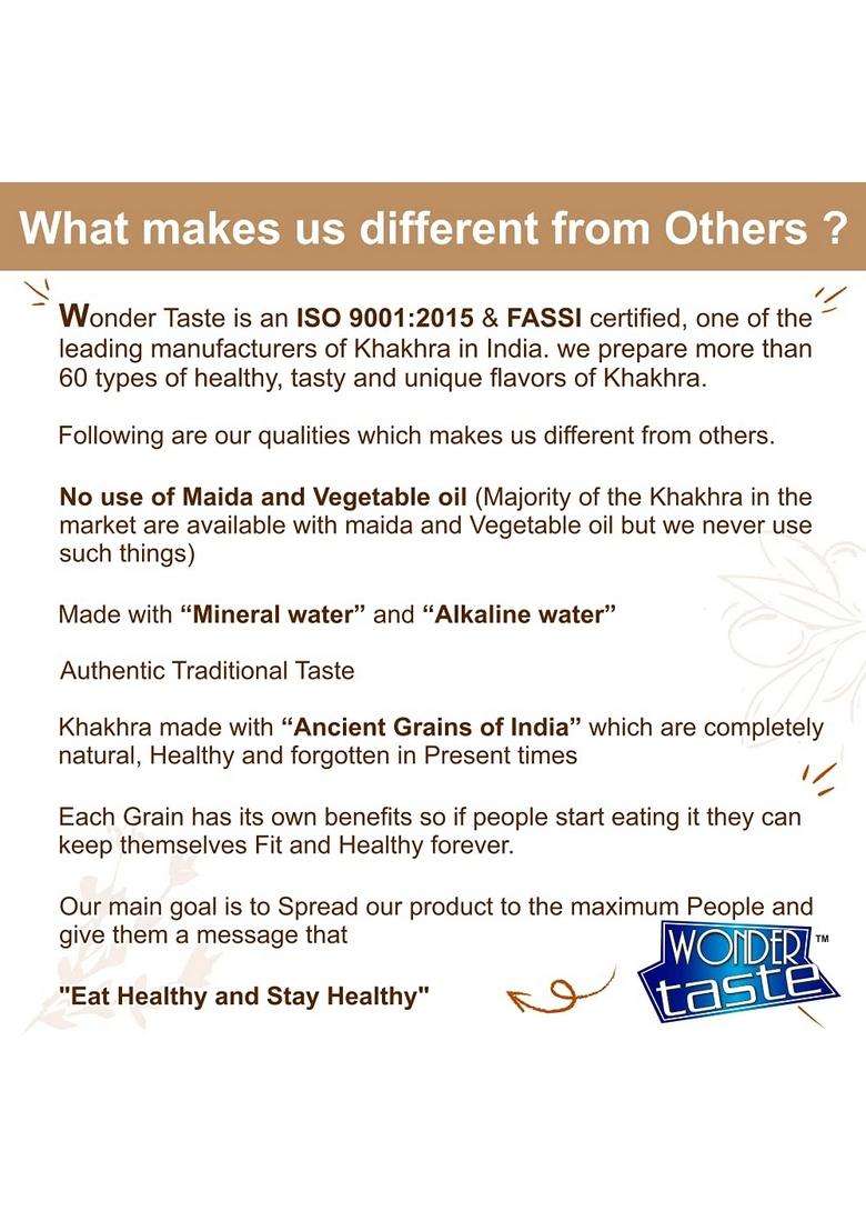 Wonder Taste Multi Grain Khakhra Pack Of 4 (Each 200G) | No Maida Vegetable Oil Super Healthy Diet Low Calorie Snacks Delicious Roasted Gujarati Bites Free Masala Packet Inside - Indya