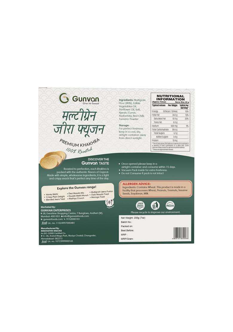 Gunvan Multigrain Jeera Fusion Khakhra 200Gm With Dhaniya Chilli Kick 180Gm Bold & Spicy Bhakri Pack Of 2 - Indya