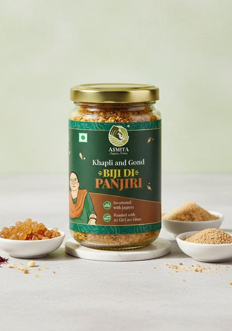 Asmita Organic Farms Biji Di Panjiri 550G | Energy & Immunity Ayurvedic Superfood For New Moms, Growing Kids Adults Made With Desi Ghee, Gond Dry Fruits Supports Strength Recovery
