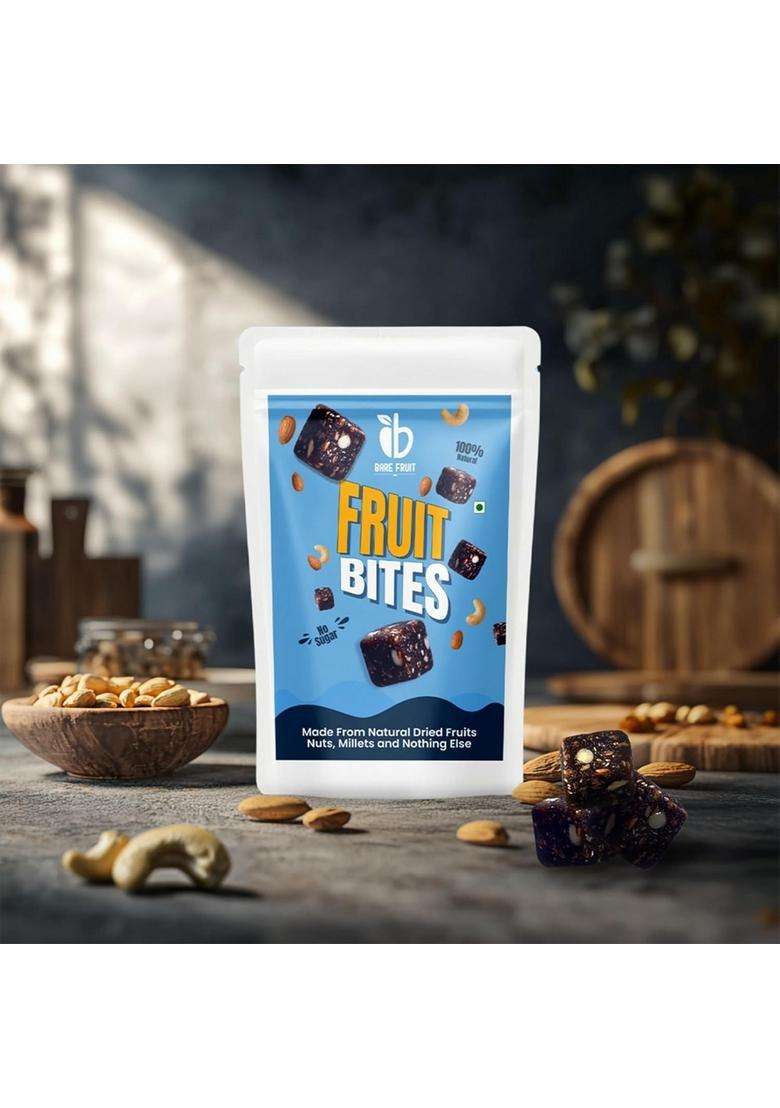 Barefruit Healthy Snacking Fruit Bites | Made With Solar-Dried Fruits, Nuts & Millets, Weight Loose Snacks, Chocolate Craving Alternative High Protein Fiber, Vitamin C Antioxidants No Added Sugar, Vegan Gluten-Free, 75G - Indya