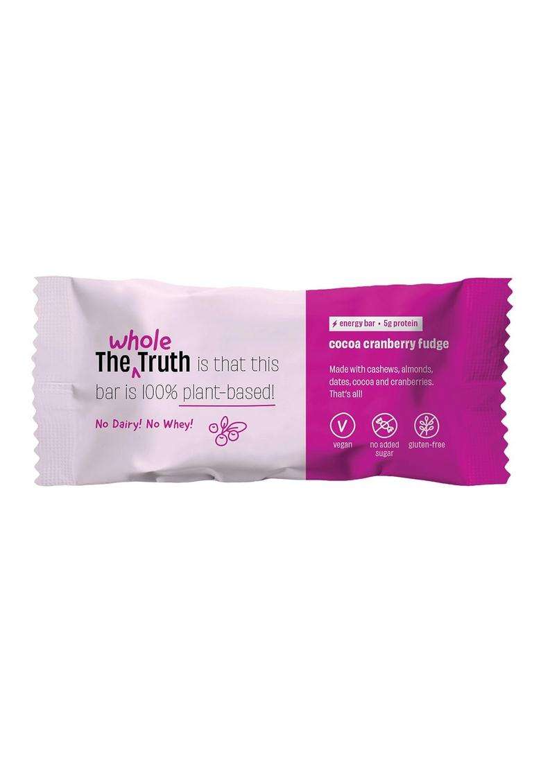 The Whole Truth - Energy Bars | Cocoa Cranberry Fudge Pack Of 6 X 40G No Artificial Sweetener Preservatives All Natural Healthy Snack - Indya