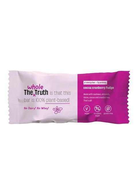 The Whole Truth - Energy Bars | Cocoa Cranberry Fudge Pack Of 6 X 40G No Artificial Sweetener Preservatives All Natural Healthy Snack