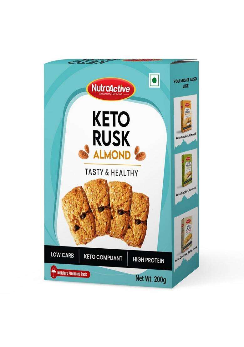 Nutroactive Keto Almond Rusk | Sugar-Free Healthy Snack For Weight Loss - 200G - Indya