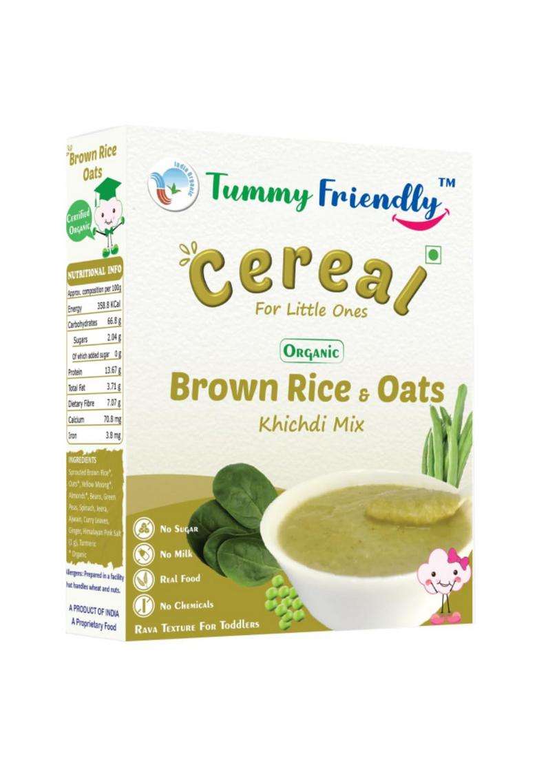 Tummy Friendly Tummyfriendly Foods Organic Khichdi Mix With Vegetables For Toddlers | Available In Trial Baby Packs Too Food 1 Year Old Shelf-Life 9 Month 200G (Brownriceoats) - Indya