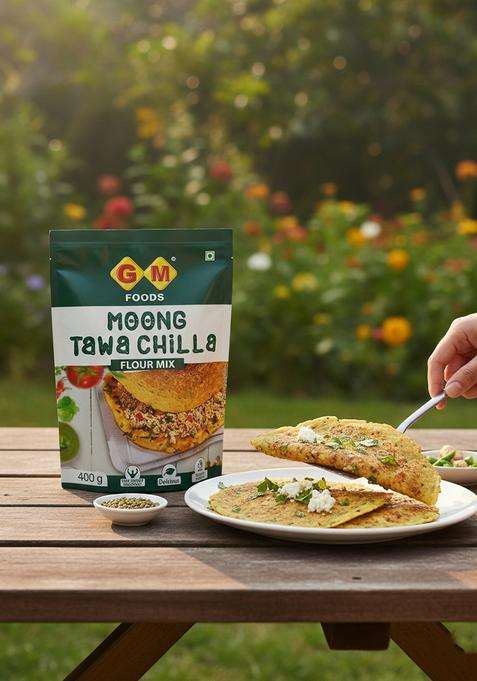 Gm Foods Moong Tawa Chilla Flour 400 Gram | Nutritious & High Protein Instant Breakfast Multi Dal Multigrain Powder Ready In 3 Easy Steps Fibre Rich Meal For Kids Adults