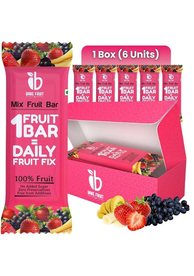 Barefruit 100% Mix Fruit Bar|Healthy Breakfast Diet Energy Snacking Bar For Kids & Adults|Plant Based Protein Fibre - Rich In Vitamin A, C,Magnesium Iron|No Added Sugar, Zero Preservatives,200 G - Indya