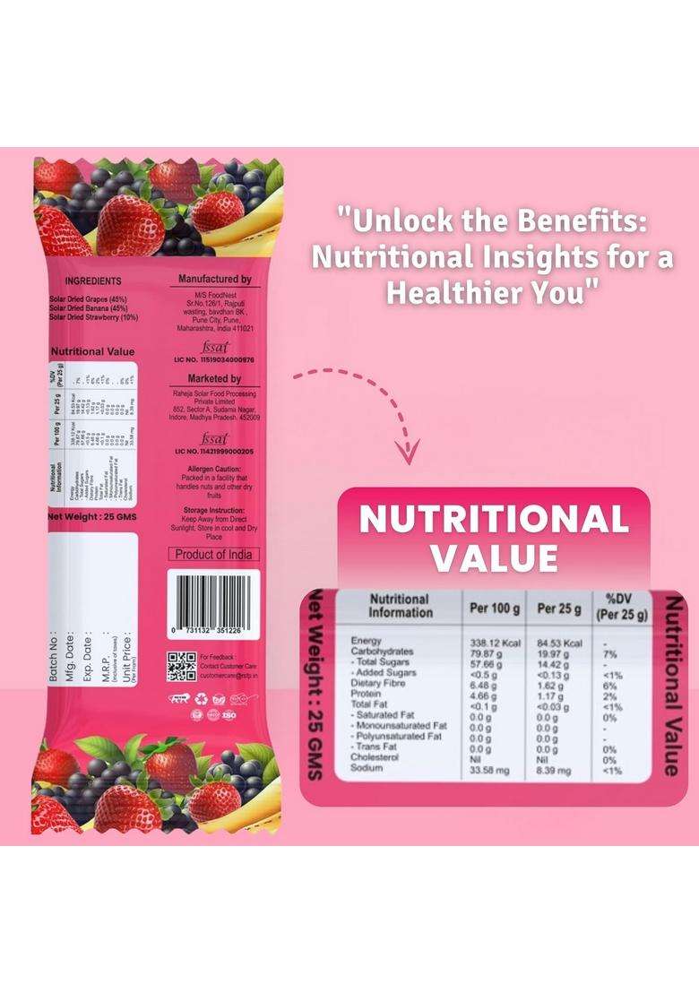 Barefruit 100% Mix Fruit Bar|Healthy Breakfast Diet Energy Snacking Bar For Kids & Adults|Plant Based Protein Fibre - Rich In Vitamin A, C,Magnesium Iron|No Added Sugar, Zero Preservatives,200 G - Indya