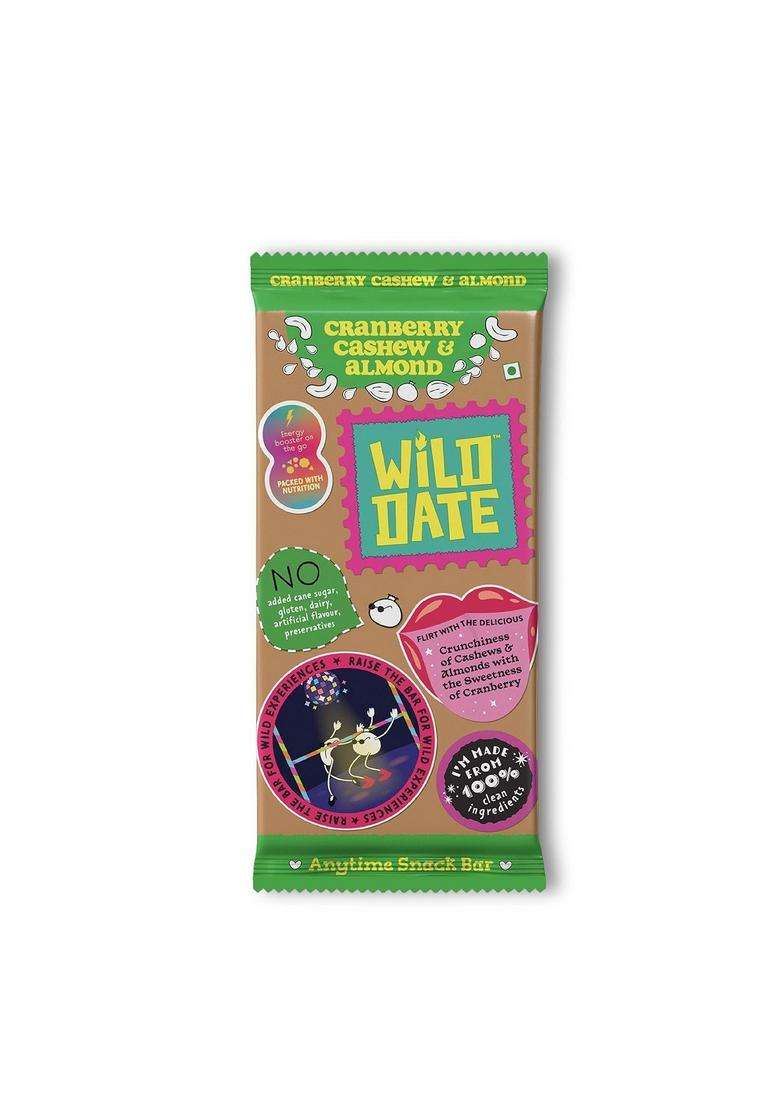 Wild Date Snack Bars | Cranberry, Cashew & Almond Gluten-Free With No Added Preservatives Ideal Post-Workout Pack Of 6, 240Gm - Indya