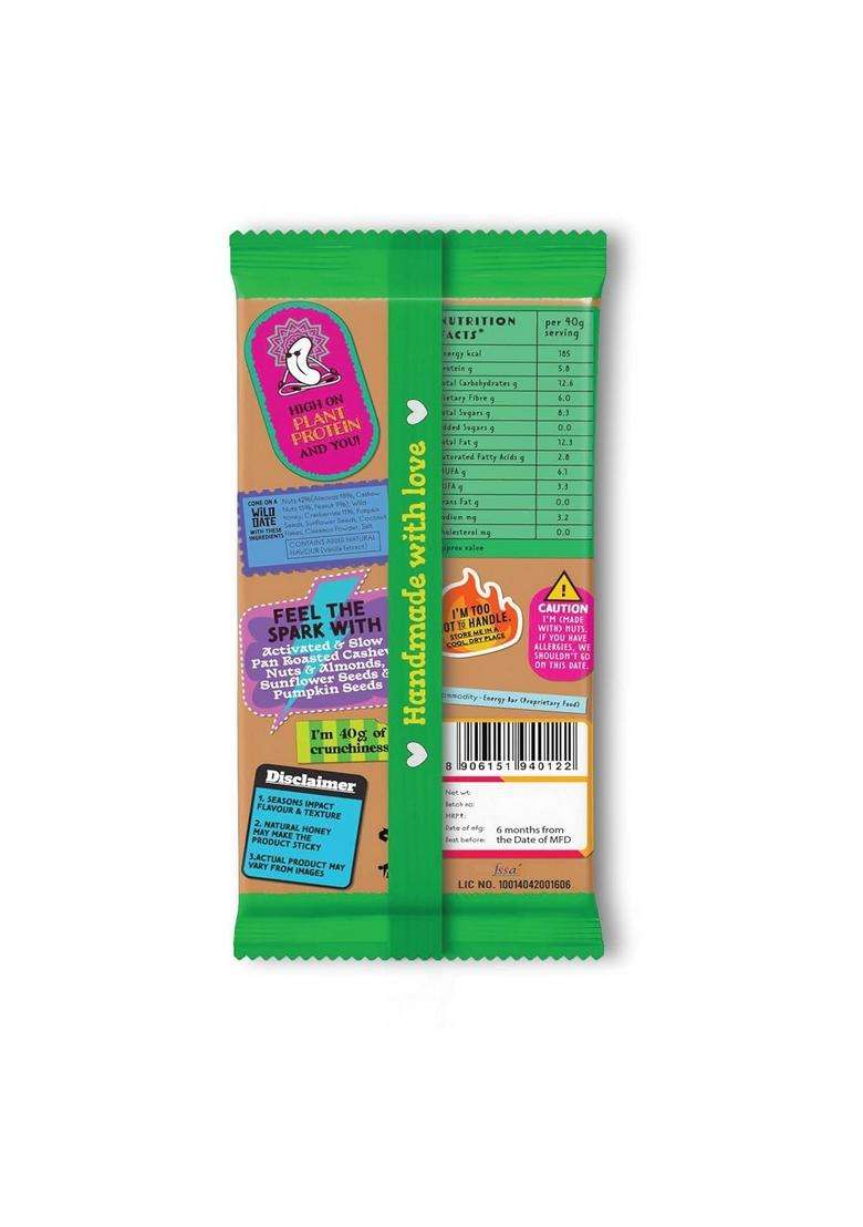 Wild Date Snack Bars | Cranberry, Cashew & Almond Gluten-Free With No Added Preservatives Ideal Post-Workout Pack Of 6, 240Gm - Indya