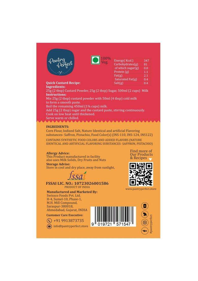 Pantry Perfect Kesar Pista Custard Powder (100G) I Makes Smooth & Creamy Ready To Mix Use For Desserts, Pudding, Fruit Salad - Indya