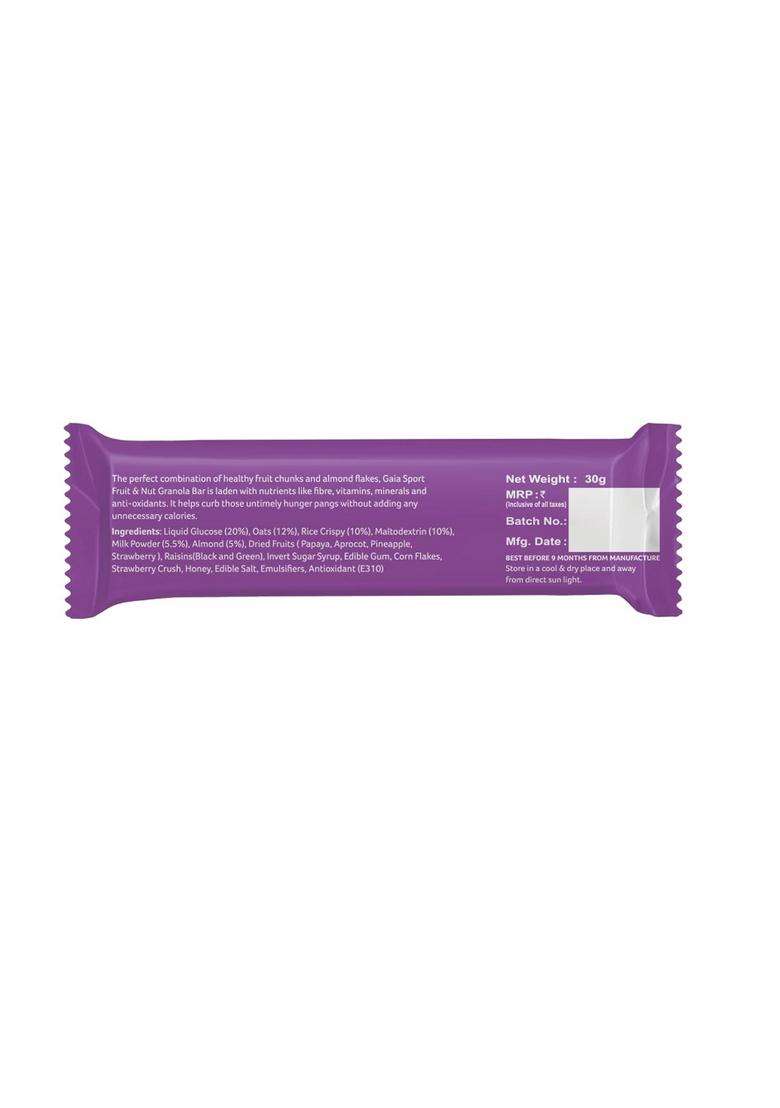 Gaia Fruit & Nut Granola Bar (50 Gm X 12)| Crunchy Whole Grain Oats Packed With Real Fruit, Nuts Seeds High-Fiber, Protein-Rich Snack For Energy, Weight Management On-The-Go Nutrition - Indya