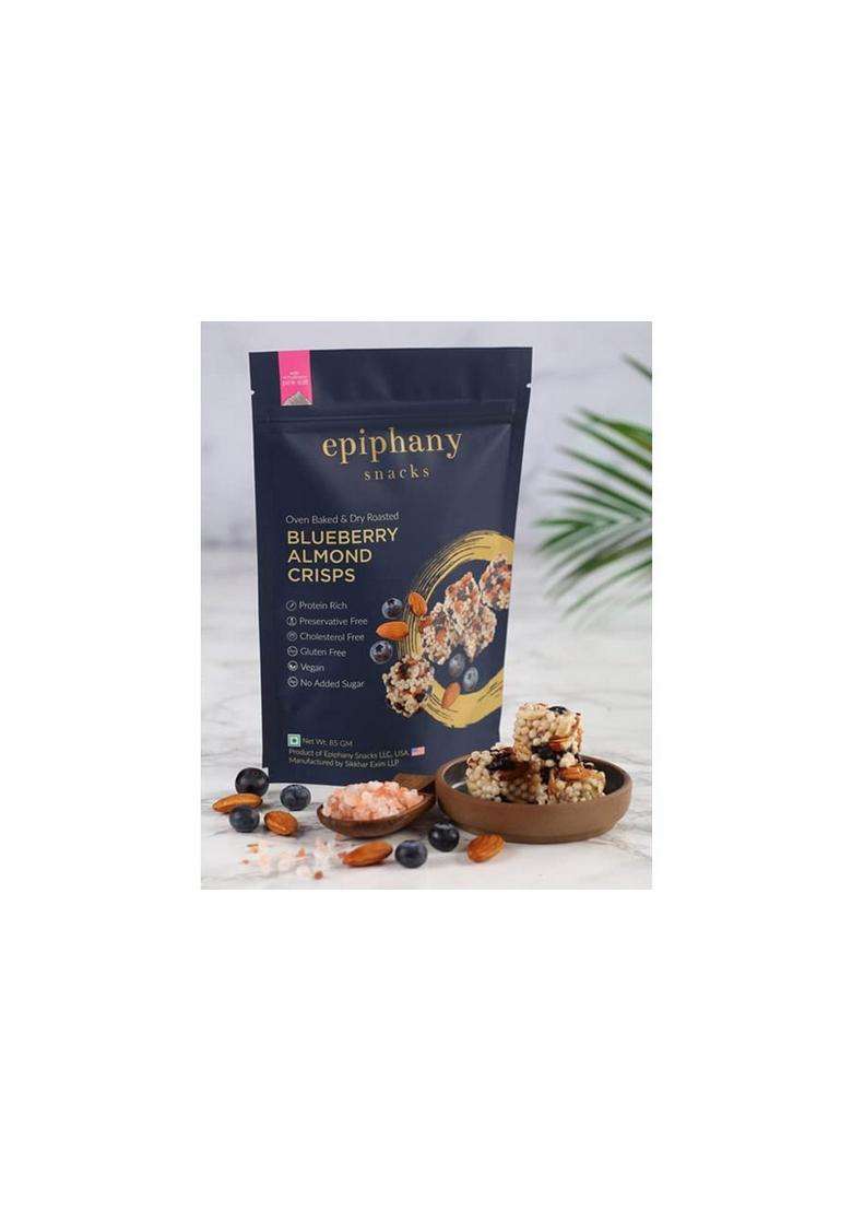 Epiphany Snacks Dry Fruit Blueberry & Almond Bars Healthy And Delicious Sweet Chikki Energy Crunch ( No Sugar Added )85Gm - Indya