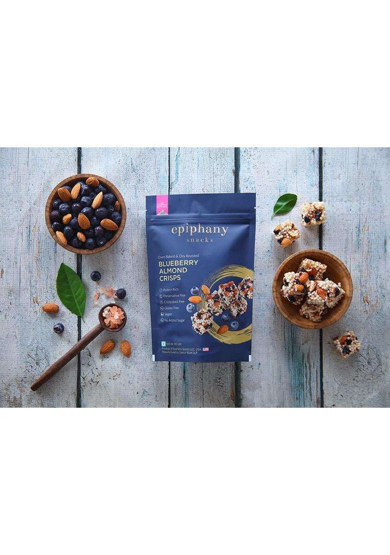 Epiphany Snacks Dry Fruit Blueberry & Almond Bars Healthy And Delicious Sweet Chikki Energy Crunch ( No Sugar Added )85Gm - Indya