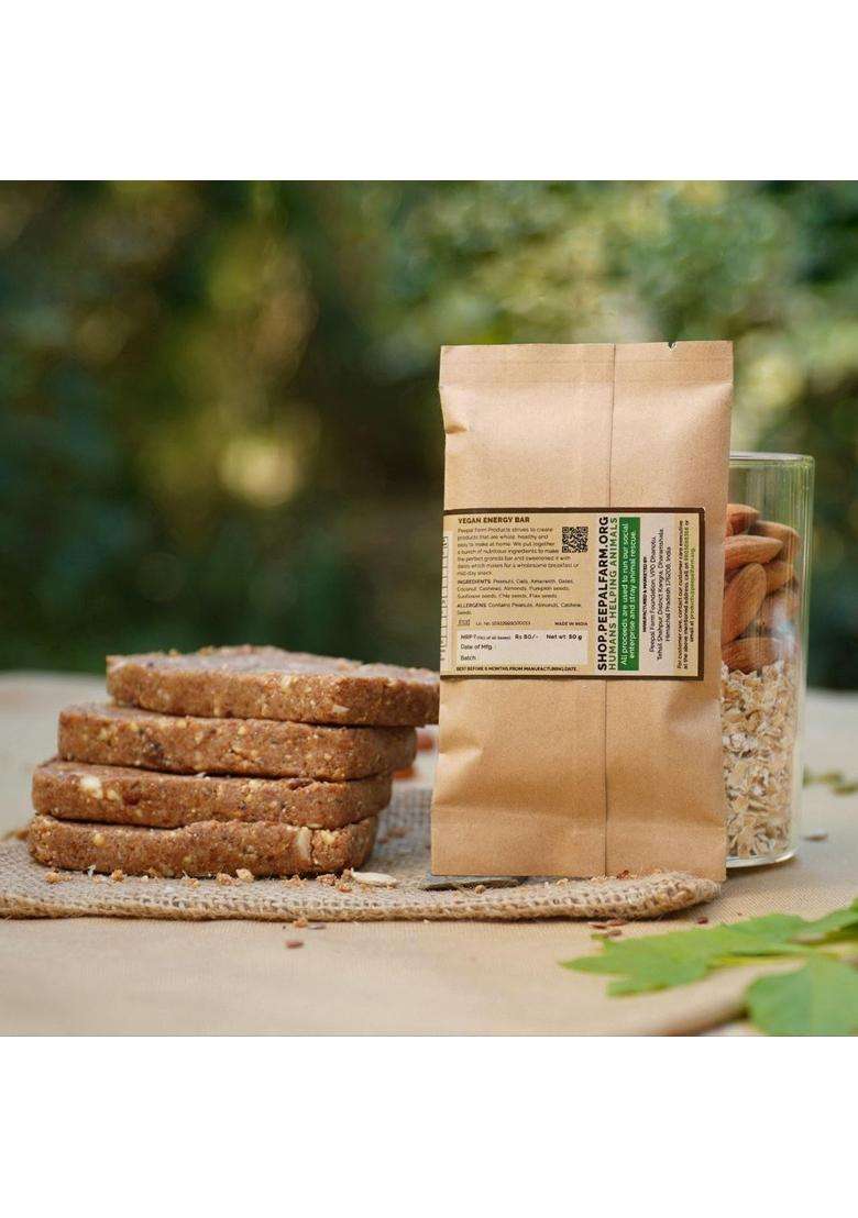 Peepal Farm Handmade Vegan Energy Bars Pack Of 6 (50G Each) | Original + Coconut Chocolate No Added Sugar Or Preservatives Artificial Flavours - Indya