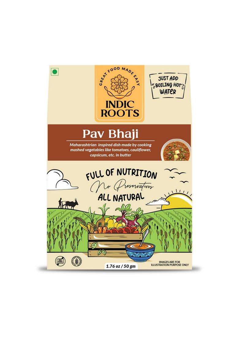 Indic Roots (Formerly Organic Roots) Pav Bhaji | Traditional Flavors Pantry 50G Just Add Water, Instant Food Healthy Natural Ready To Eat No Msg (Pack Of 1) - Indya