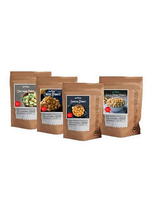 Evolve Gift Hamper Roasted Phool Makhana Combo, Healthy Foxnuts Snacks For Kids, Adults | Fiber Rich, Gluten Free |Cheese, Pudina, Sriracha, Tomato, Salt Pepper - Pack Of 5, 60G Each