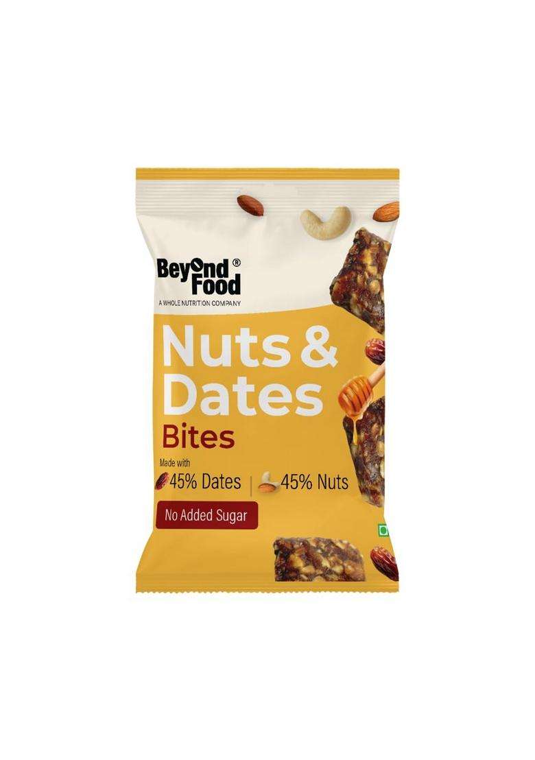 Beyond Food Nuts & Dates Bites Made With 45% And - Pack Of 10 20G Each No Added Sugar All-Natural Ingredients Naturally Sweet Ideal For Office, School, Travel - Indya