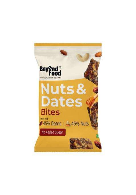 Beyond Food Nuts & Dates Bites Made With 45% And - Pack Of 10 20G Each No Added Sugar All-Natural Ingredients Naturally Sweet Ideal For Office, School, Travel
