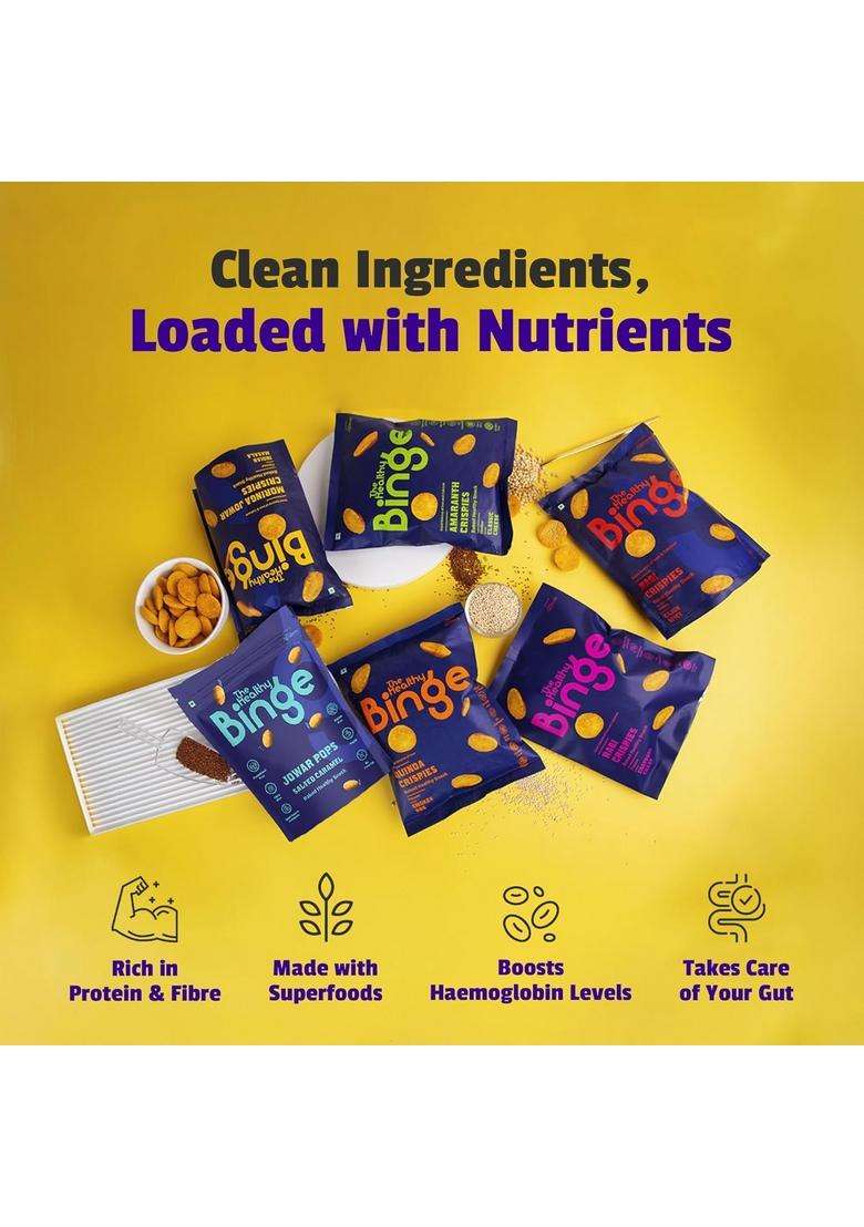 The Healthy Binge Chips And Namkeen | Shark Tank Featured Millet-Powered Snacks High Protein & Fibre No Palm Oil Baked, Not Fried For Adults Kids Ultimate Combo - Pack Of 10 - Indya