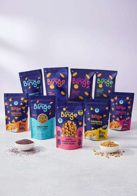 The Healthy Binge Chips And Namkeen | Shark Tank Featured Millet-Powered Snacks High Protein & Fibre No Palm Oil Baked, Not Fried For Adults Kids Ultimate Combo - Pack Of 10
