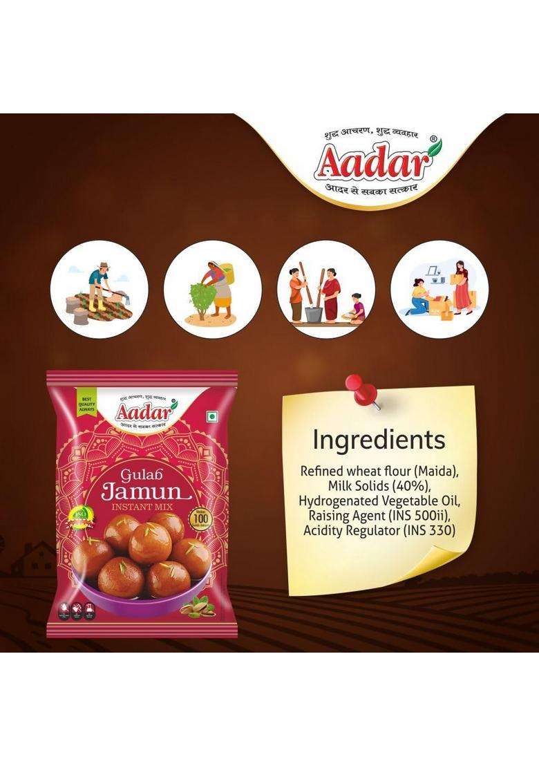 Aadar Gulab Jamun Instant Mix Powder, 400G, Traditional Indian Sweet - Indya