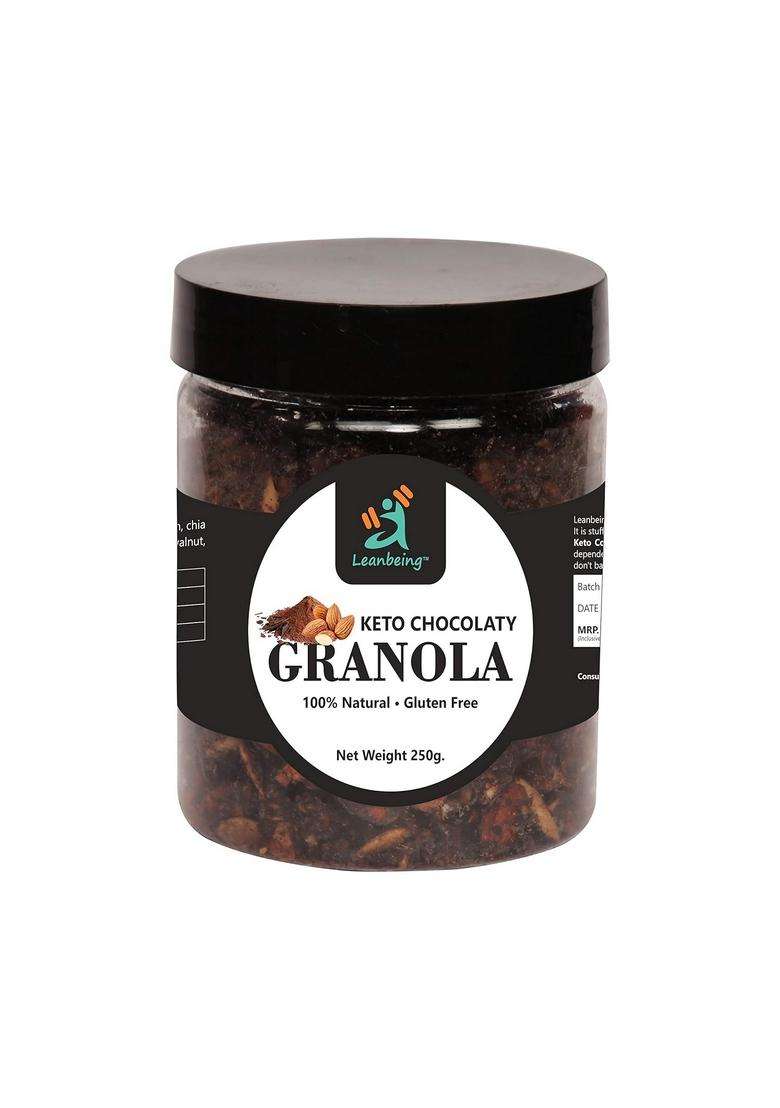 Leanbeing Keto Chocolaty Almond Granola 250G | Low Carb Cereal, Gluten & Grain Free- Fat, High Protein Cereals Energy Snack - Indya