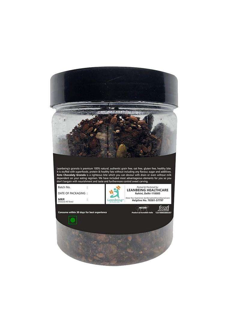 Leanbeing Keto Chocolaty Almond Granola 250G | Low Carb Cereal, Gluten & Grain Free- Fat, High Protein Cereals Energy Snack - Indya