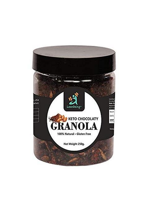 Leanbeing Keto Chocolaty Almond Granola 250G | Low Carb Cereal, Gluten & Grain Free- Fat, High Protein Cereals Energy Snack