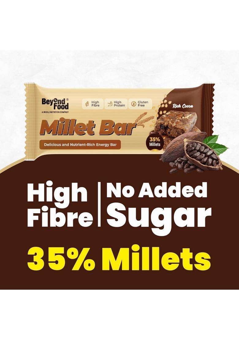 Beyond Food Protein Millet Bar (Pack Of 6) | 167 Kcal, 5.2G No Added Sugar Gluten-Free Made With Ragi, Jowar, Bajra, Dry Fruits & Honey Assorted Combo Box - Indya