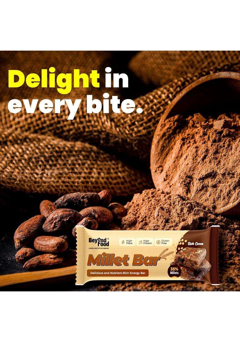Beyond Food Protein Millet Bar (Pack Of 6) | 167 Kcal, 5.2G No Added Sugar Gluten-Free Made With Ragi, Jowar, Bajra, Dry Fruits & Honey Assorted Combo Box - Indya