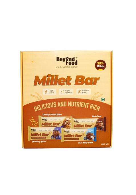 Beyond Food Protein Millet Bar (Pack Of 6) | 167 Kcal, 5.2G No Added Sugar Gluten-Free Made With Ragi, Jowar, Bajra, Dry Fruits & Honey Assorted Combo Box