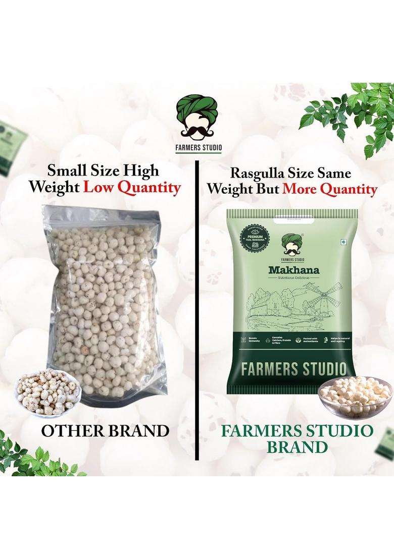 Farmers Studio Premium Makhana 400 G Combo (2 200 G) | Jumbo Fox Nuts High Protein, Low Fat Superfood Snack Gluten Free, Crunchy Lotus Seeds Perfect For Gifting & Munching - Indya