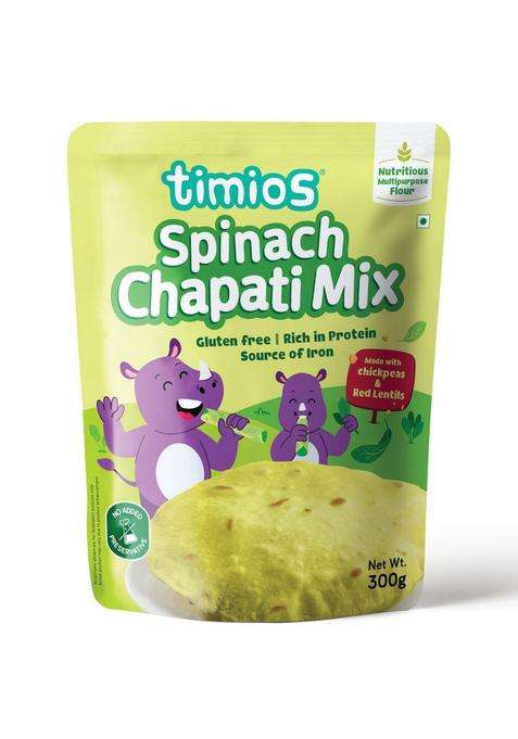 Timios Multipurpose Chapati Mix | No Maida, Palm Oil, Gluten Free Rich In Fiber, Iron & Protein Healthy Nutritious Easy To Cook 300G (Spinach)