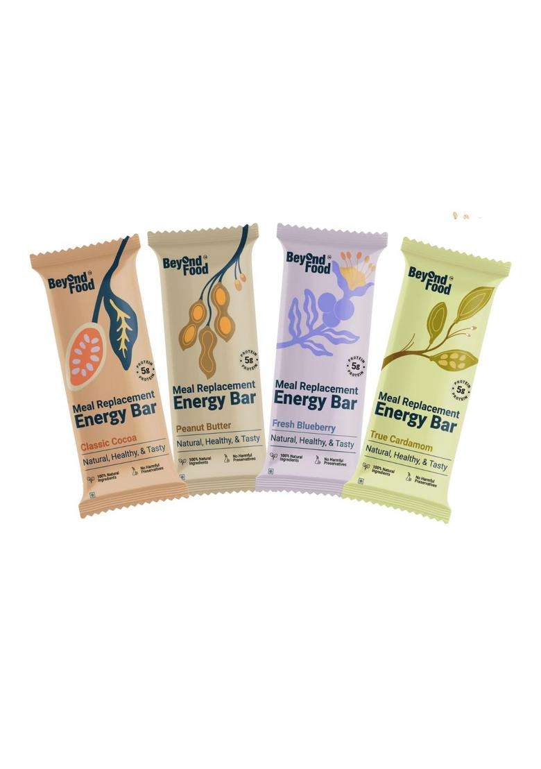 Beyond Food Meal Replacement Bars (Pack Of 6, 220 Kcal Each) | 5G Rich Protein No Added Sugar Made With Dates, Nuts, Seeds & Dry Fruits Healthy Snacks For Energy Fitness Assorted Combo Box - Indya