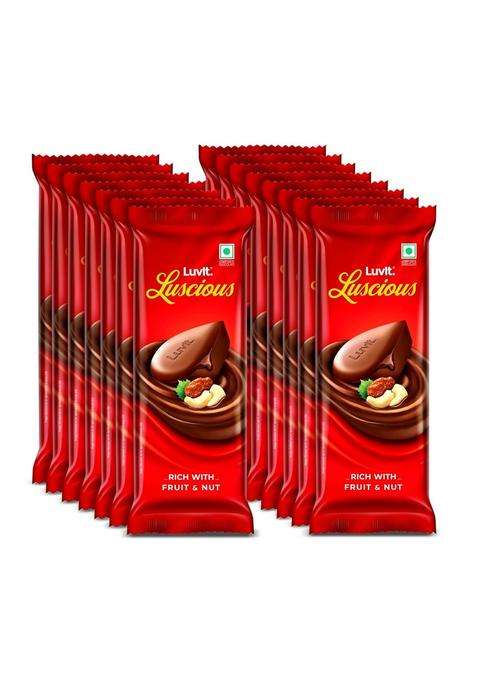 Luvit. Luscious Fruit & Nut Chocolate Bars | Multipack Deliciously Smooth Pack Of 15-52G Each