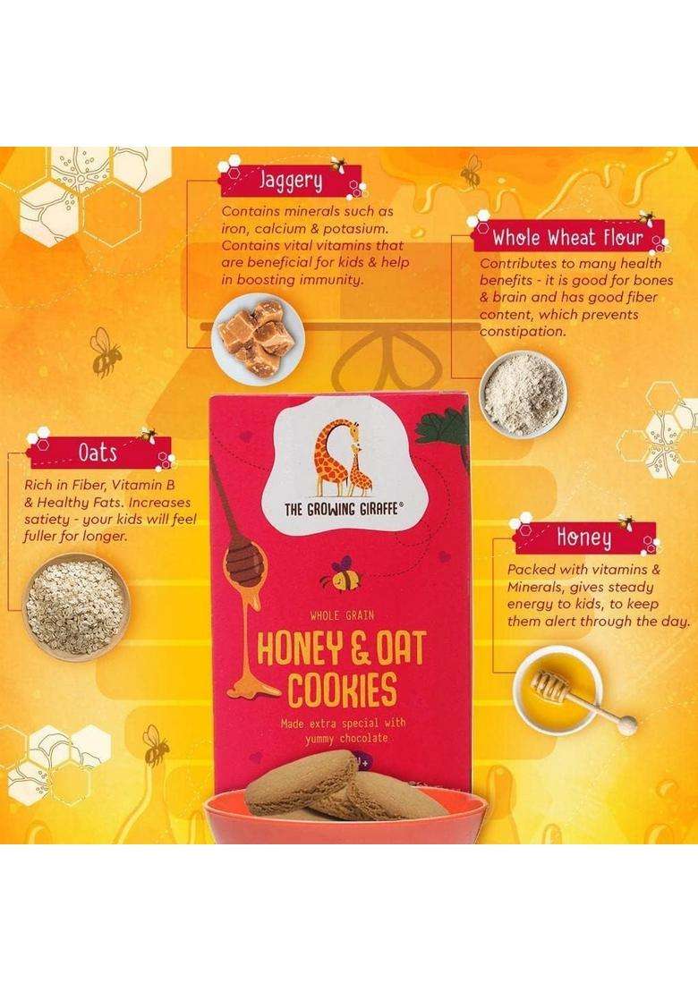 The Growing Giraffe Healthy Snack Trio, Wholesome & Delicious Treats For Entire Family Gifting(Multigrain Cookies-160G, Honey Oats Cacao Peanut Butter Bars - 160G) Pack Of 3(480 Grams) - Indya