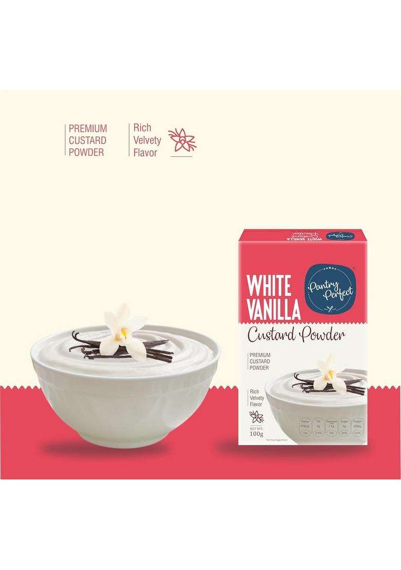 Pantry Perfect White Vanilla Custard Powder (100G) I Makes Smooth & Creamy Ready To Mix Use For Desserts, Pudding, Fruit Salad - Indya