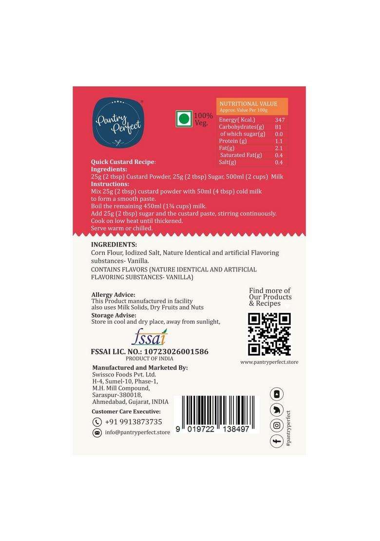 Pantry Perfect White Vanilla Custard Powder (100G) I Makes Smooth & Creamy Ready To Mix Use For Desserts, Pudding, Fruit Salad - Indya