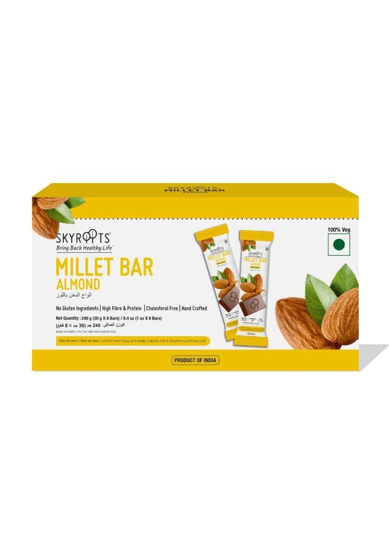 Skyroots Millet Bar Almond & Cranberry, 240 Gram Each, Pack Of 2 - Indya